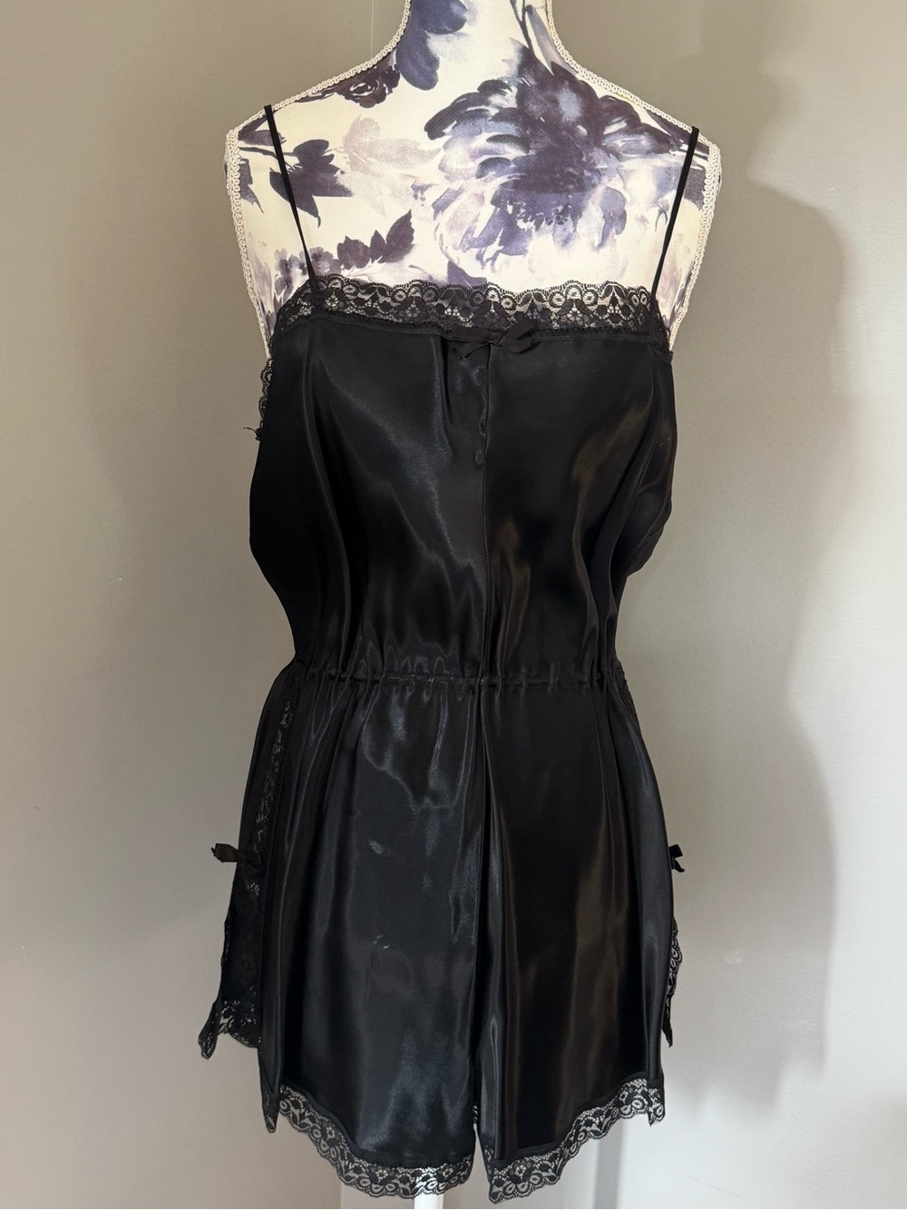 Vintage Sartori Satin Romper Nightgown With Lace Trim